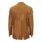 Handmade Men's Genuine Suede Western Cowboy Jacket with Fringes