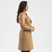 Women's Tan Leather Trench Coat — Charsley