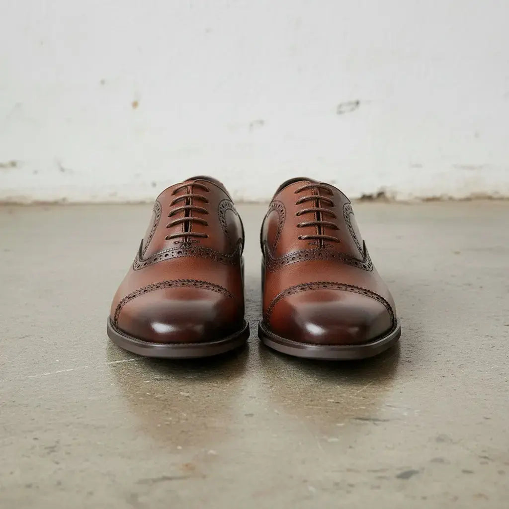 Men's Brown Cap Toe Leather Oxfords — Silksworth