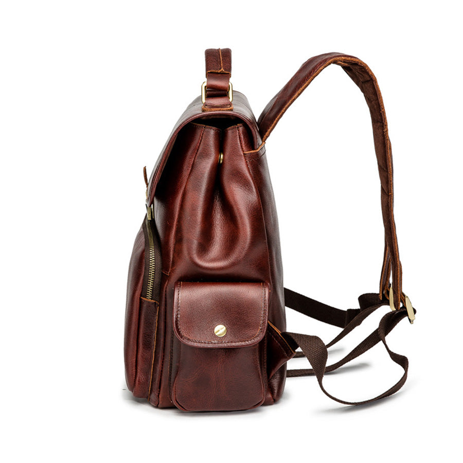 Women's Brown Leather Backpack