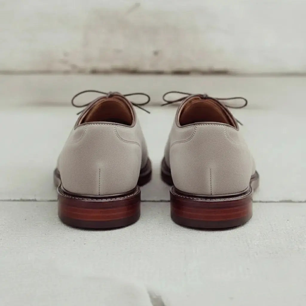 Men's Light Gray Suede Plain-Toe Derby Shoes — Andrewes