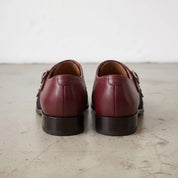 Men's Black and Burgundy Cap-Toe Leather Double Monk Strap Shoes — Uxbridge