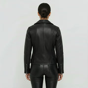 Women's Black Leather Biker Jacket — Forsyth