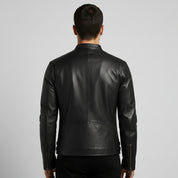 Handmade Men Black Leather Slim Fit Jacket, Men Biker Jacket, Motorcycle Jacket