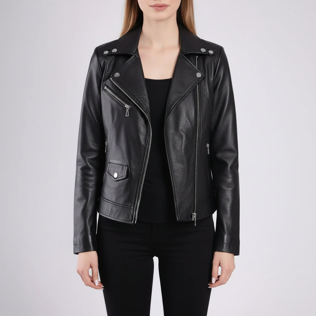 Women's Handmade Moto Leather Jacket