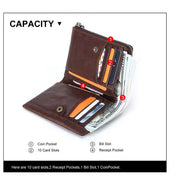 Men’s RFID Leather Wallet- Premium Short Wallet with Coin Purse