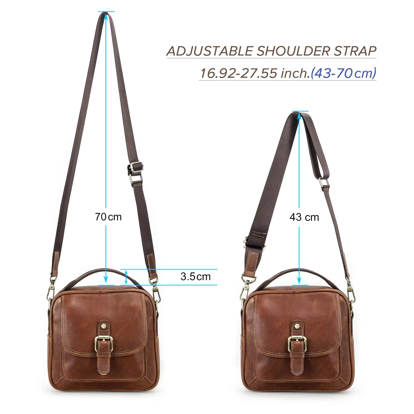 Classic Vintage Leather Shoulder Bag for Men, Premium Crossbody Messenger