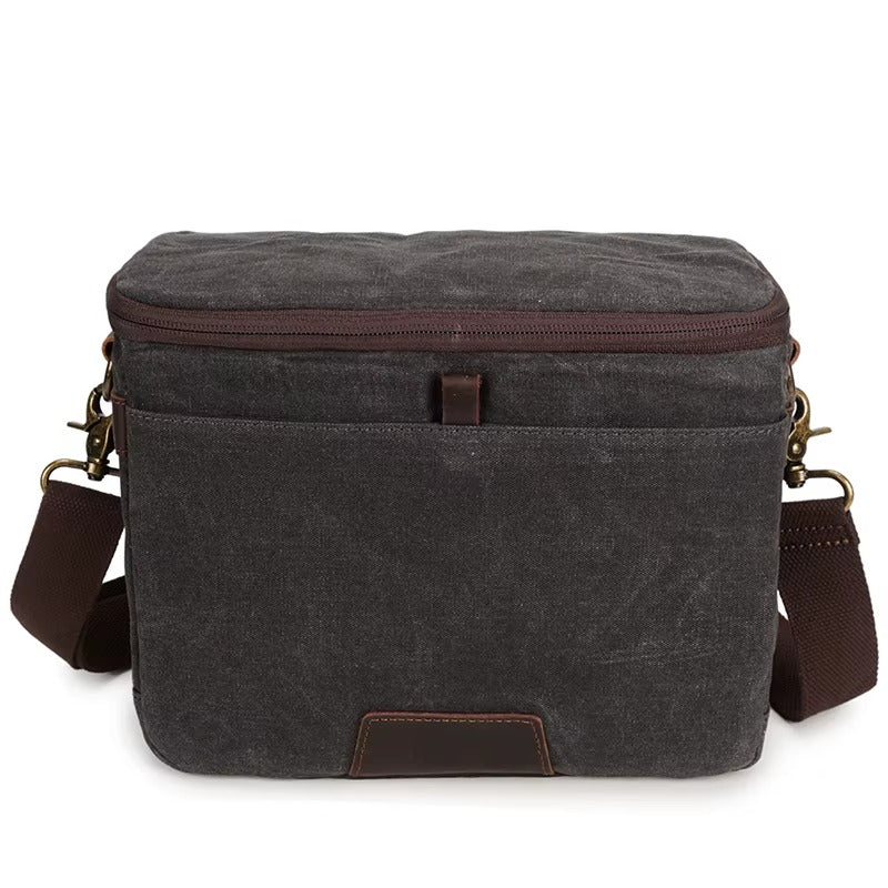 Handmade Canvas Camera Bag with Leather Accents