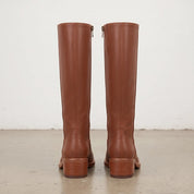 Women's Brown Leather Knee-High Riding Boots — Falkland