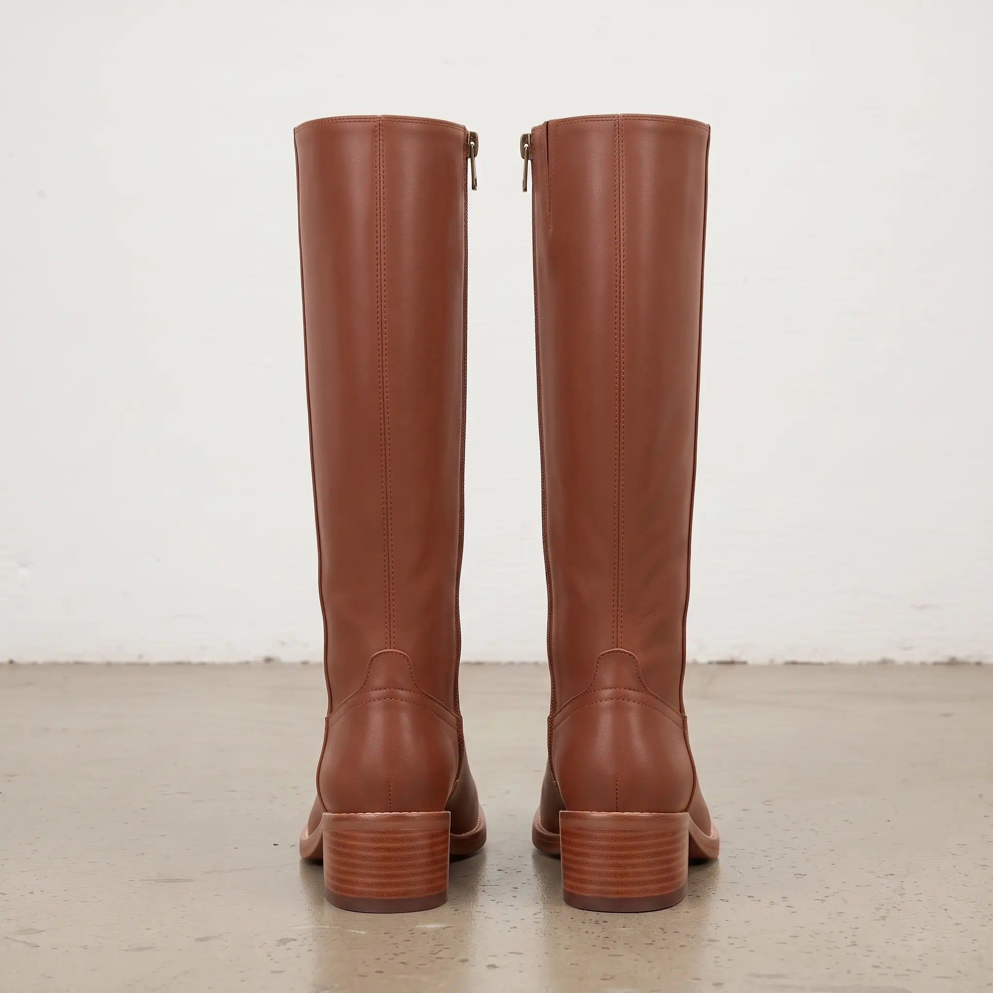 Women's Brown Leather Knee-High Riding Boots — Falkland