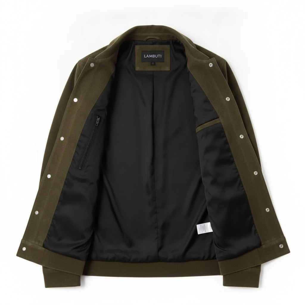 Men's Olive Green Suede Trucker Jacket