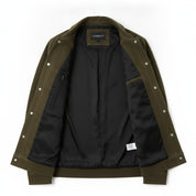 Men's Olive Green Suede Trucker Jacket