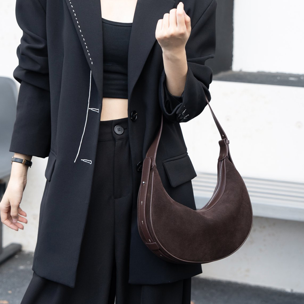 Women's Vintage Cowhide Suede Hobo Shoulder Bag