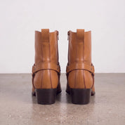 Men's Tan Plain-Toe Leather Harness Boots — Bardon