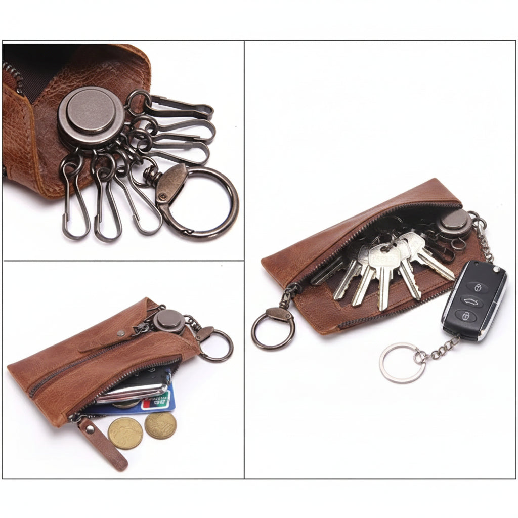 Women's Full-Grain Leather Key Case Wallet