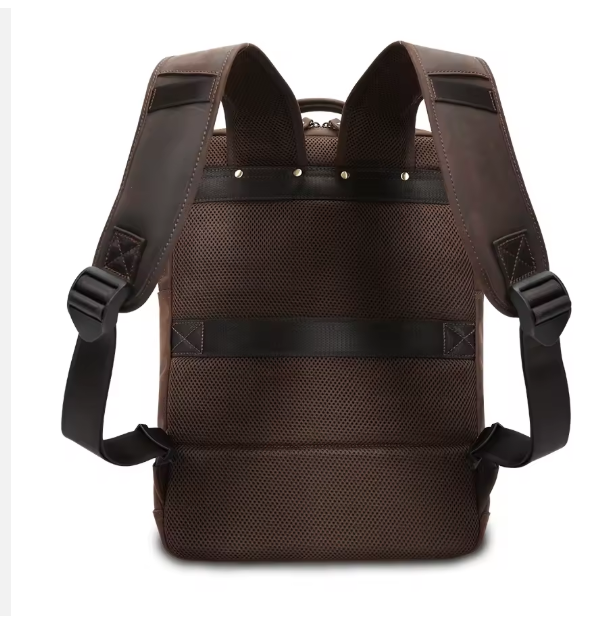 Full-Grain Leather Multi-pocket 16 Inch Laptop Backpack Bag