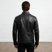 Men’s Retro Black Leather Rider Jacket - Modern Casual Jacket