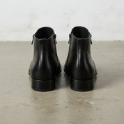 Men's Black Plain-Toe Leather Ankle Boots