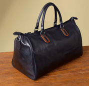Men's Luxury Weekender Leather Luggage Duffel Travel Bag