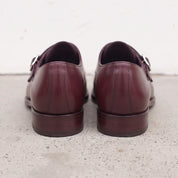 Men's Burgundy Cap-Toe Leather Double Monk Strap Shoes — Phillips