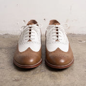 Men's Brown and White Two-Tone Wingtip Leather Spectator Oxfords — Stanley