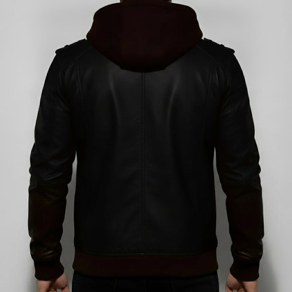 Men's Black Leather Biker Jacket