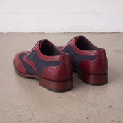 Men's Burgundy and Navy Wingtip Leather Spectator Oxfords — Anglesey