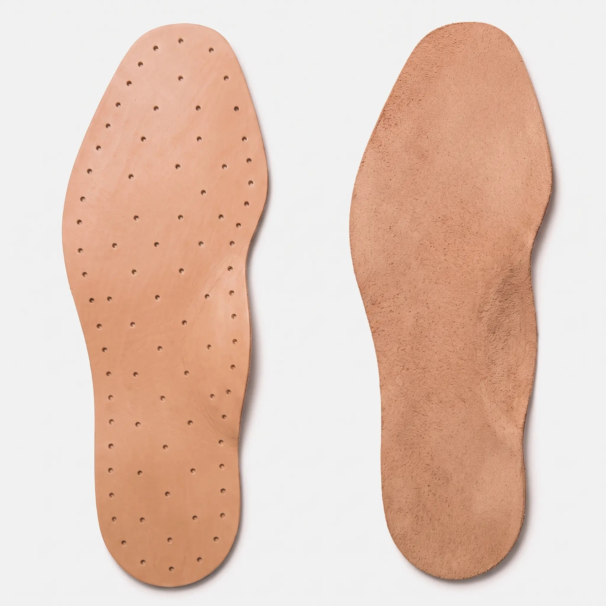 Light Brown Diamond-Punched Full-Grain Leather Insoles — Finham