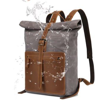 Vintage Waterproof 15 Inch Laptop Leather Accents Backpack