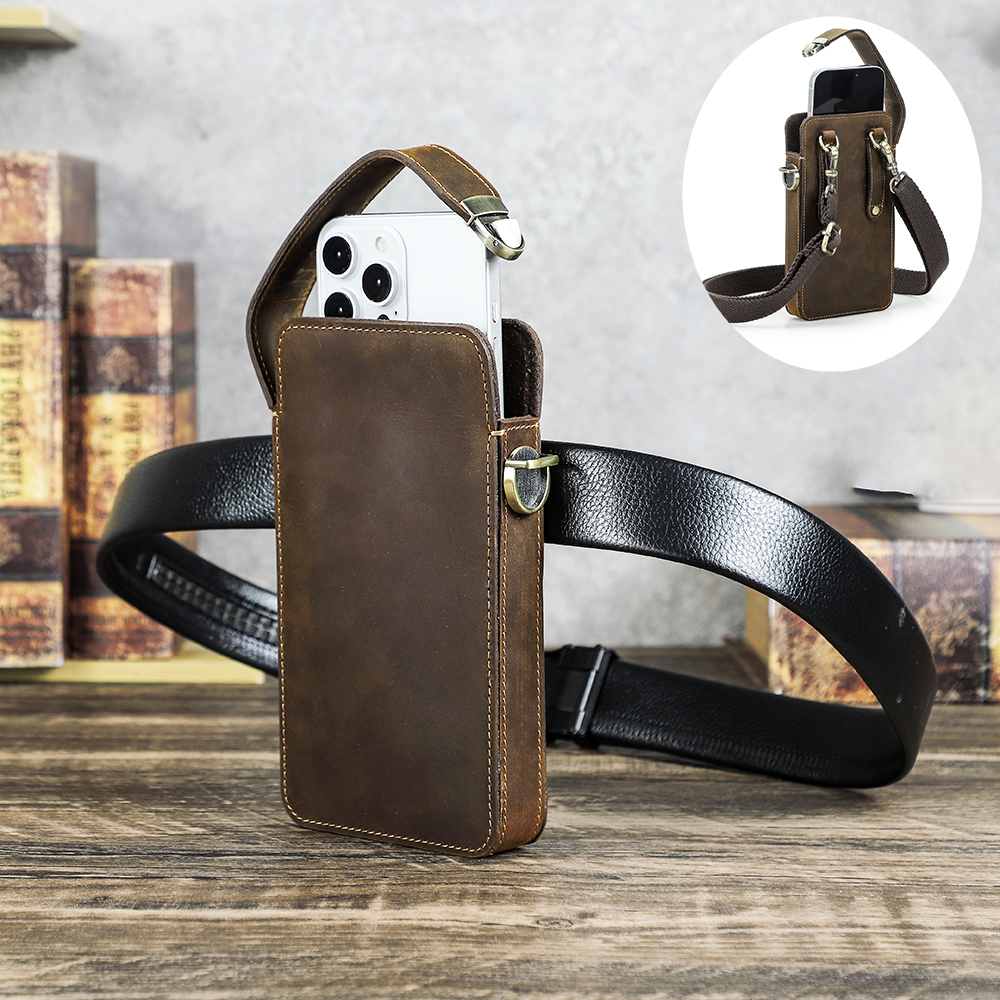 Men's Adjustable Strap Multi-Use Full- Grain Leather Crossbody Bag