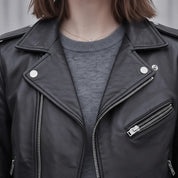 Women's Black Leather Biker Jacket — Guisborough