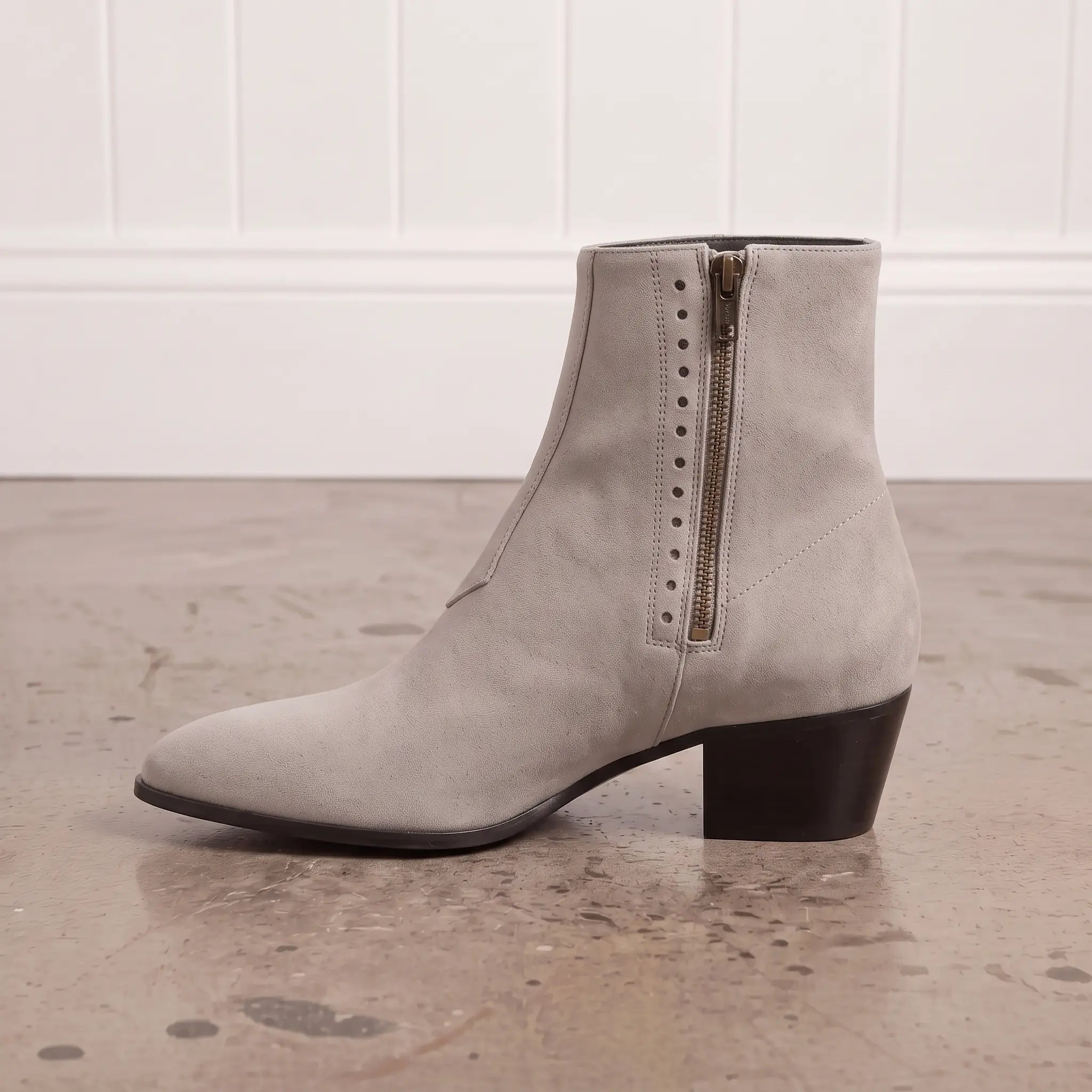 Men's Light Gray Plain-Toe Suede Ankle Boots — Merrick