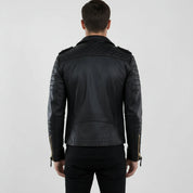 Handmade Men Black Leather Motorcycle Jacket, Winter Fashion Leather Jacket for Men