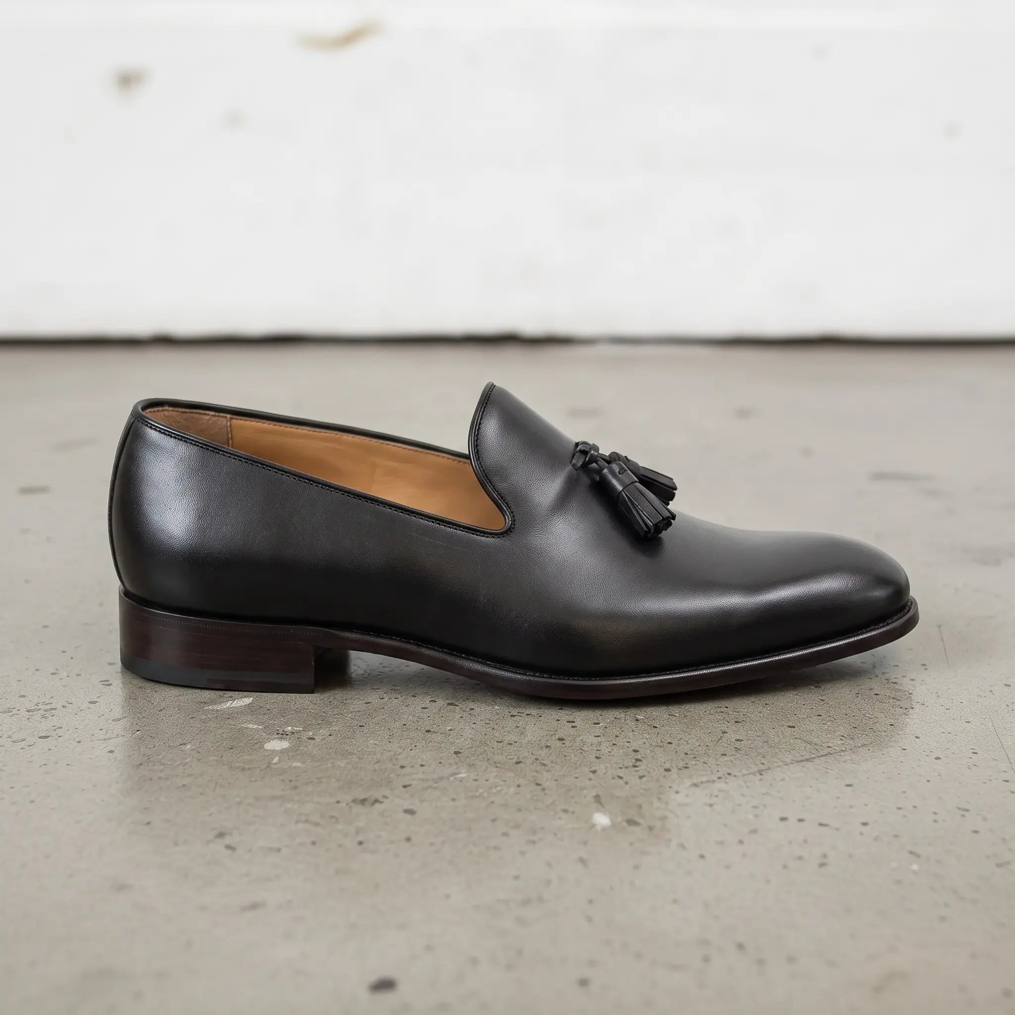Men's Rich Black Tassel Loafer Handcrafted Calf Leather Dress Shoes — Humberstone