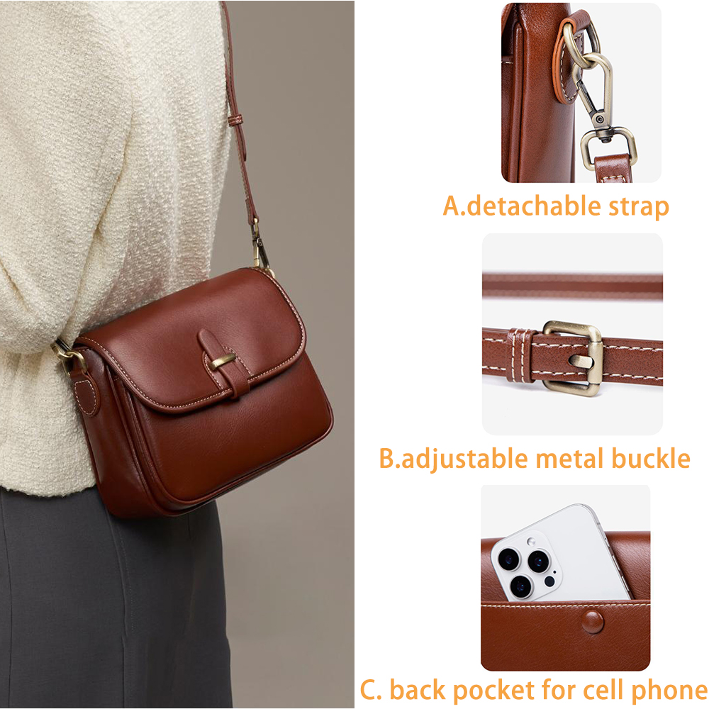 Women's Vintage Full-Grain Leather Crossbody Bag