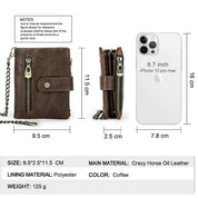 Durable RFID Wallet with Snap Closure and Steel Chain