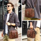 Classic Vintage Leather Shoulder Bag for Men, Premium Crossbody Messenger