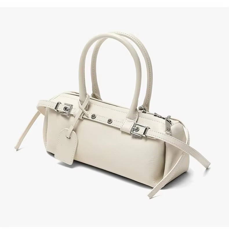 Women's Elegant Boston Pillow Bag, Luxury Soft Tanned Leather Handbag