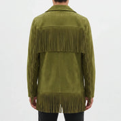 Men's Olive Green Fringe Suede Jacket — Howland