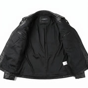 Men's Black Silver Studded Leather Biker Jacket — Greenshaw