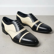 Men's Black and Cream Leather Spectator Oxfords — Hensley