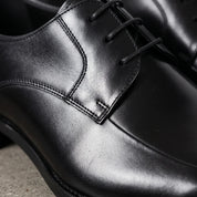 Men's Black Apron-Toe Leather Derbys — Stokes