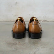 Men's Tan and Dark Brown Plain-Toe Crocodile-Embossed Leather Oxfords — Wroxton