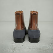 Men's Brown and Dark Blue Cap-Toe Leather Ankle Boots