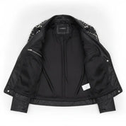Women's Black Studded Leather Biker Jacket — Hammersley