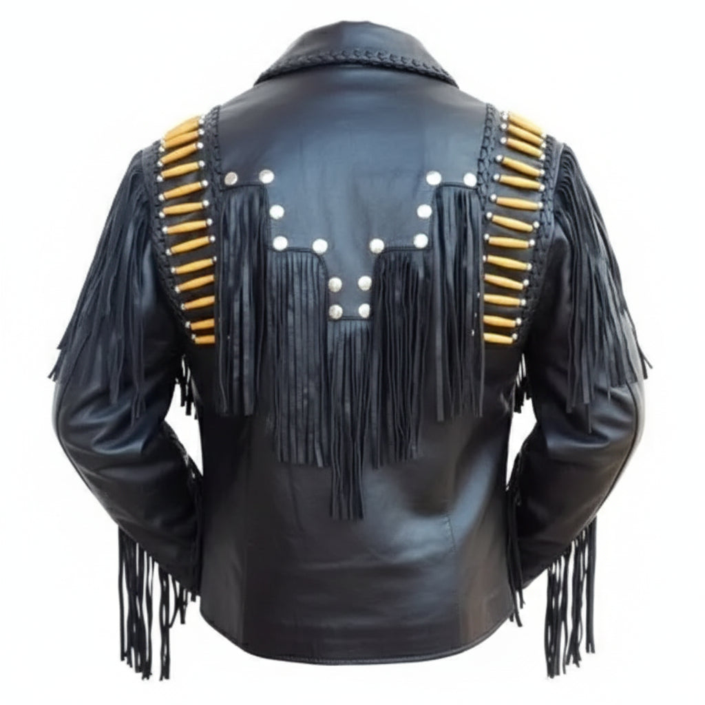 Handmade Men's Black Western suede Leather Cowboy Jacket