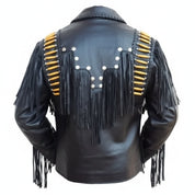 Handmade Men's Black Western suede Leather Cowboy Jacket