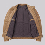 Men's Tan Leather Cafe Racer Jacket — Brantley
