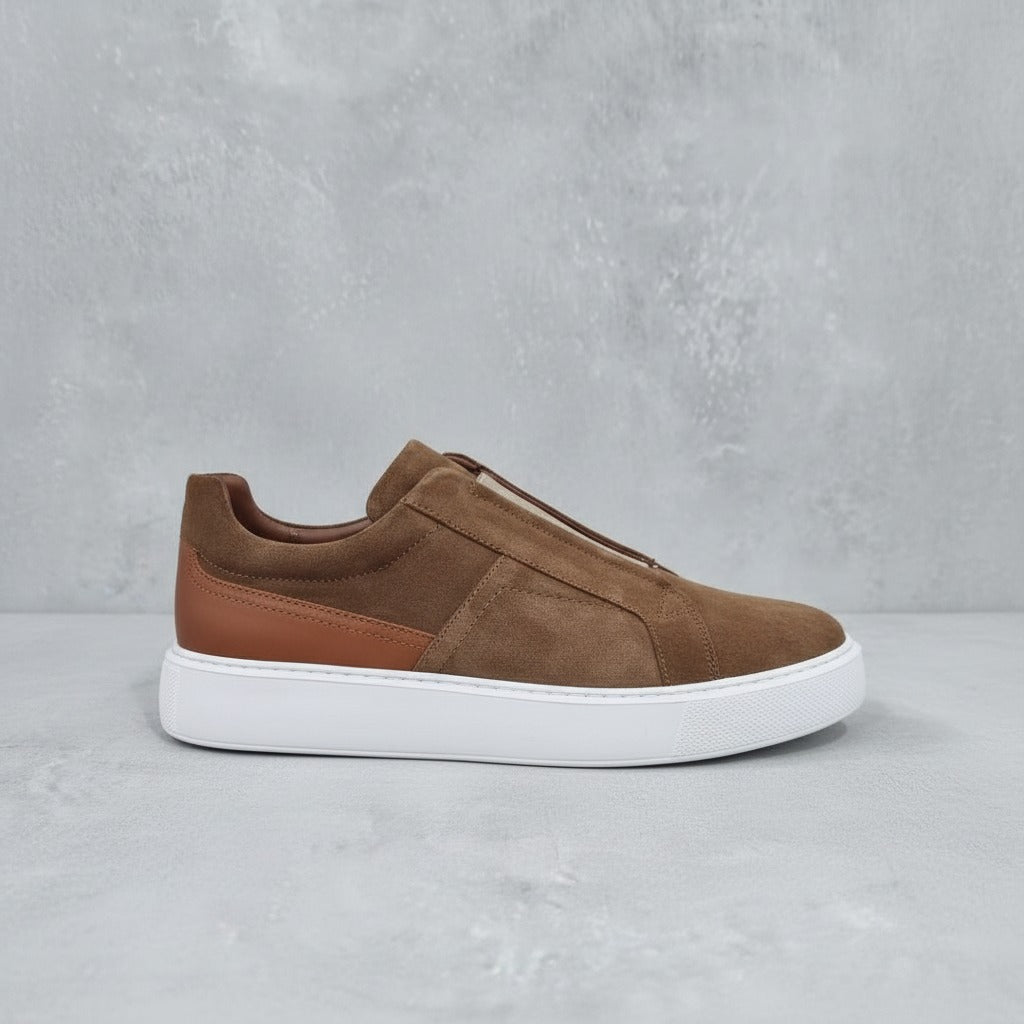 Men's Brown Suede Slip-On Sneakers