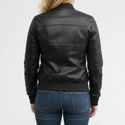 Gothic Women's Black Diamond Leather Jacket, Women's Rocker Style Cowhide Jacket